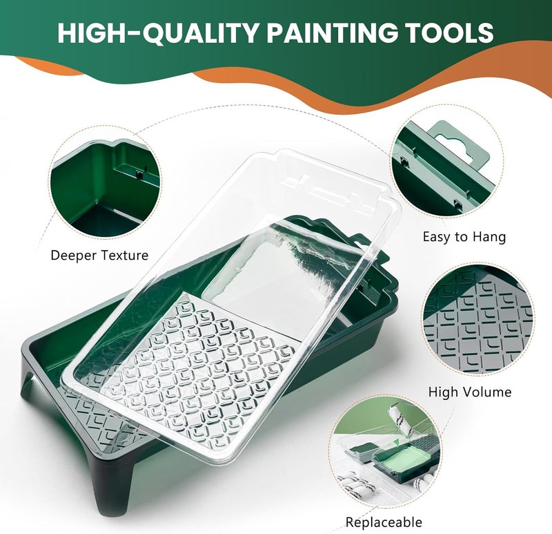 CoatPro Twools Paint Roller Kit, 15 Pcs 4 Inch Small Roller, Paint Tray, Paint Tray Liners and Paint Roller Frame, Home Improvement Paint Supplies, Mini Paint Rollers for Painting Walls - Image 4